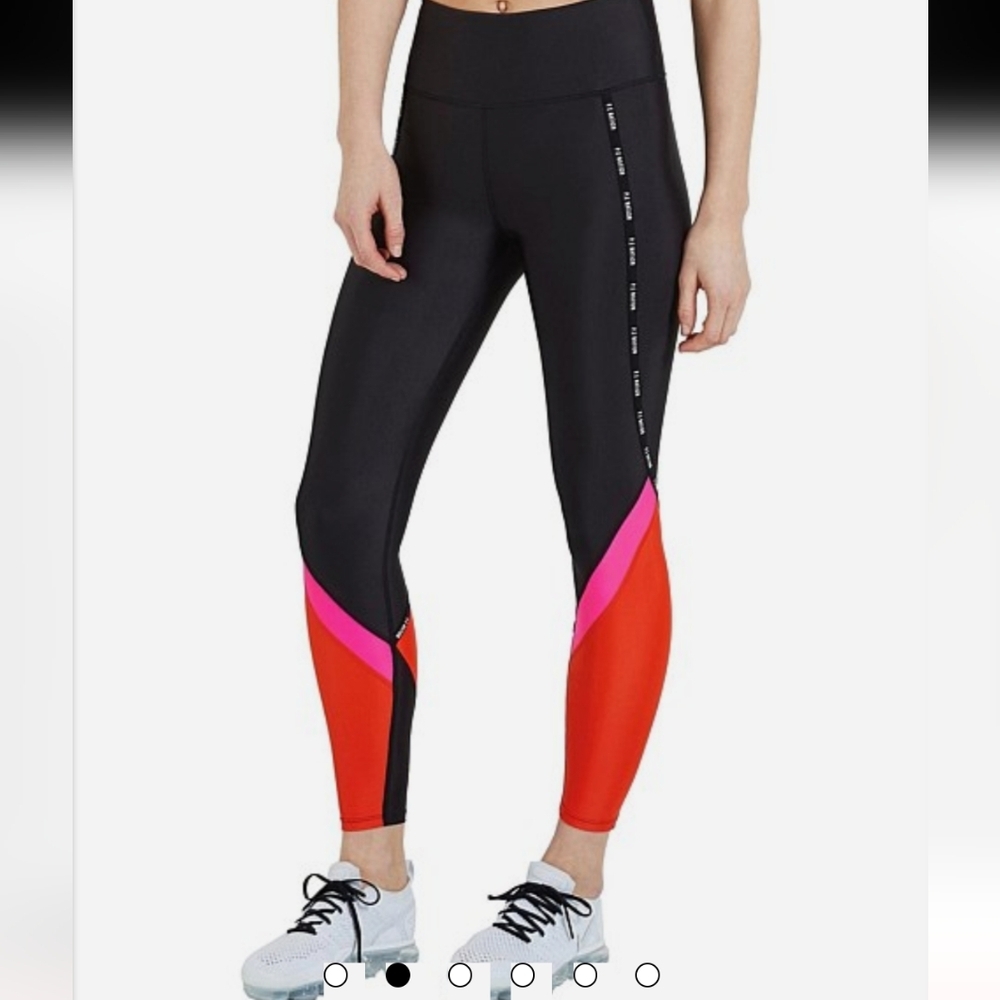 PE Nation Black Leggings Red and Pink Accents